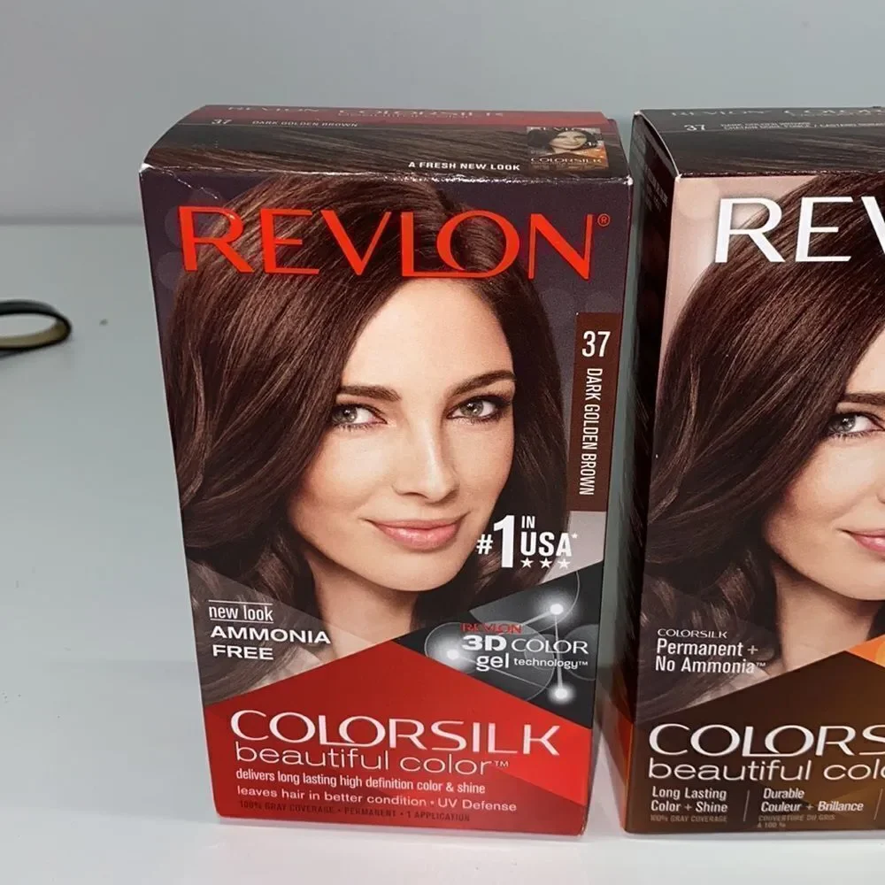 3 REVLON COLORSILK Beautiful Color Permanent Hair Dye #37 Dark Golden Brown